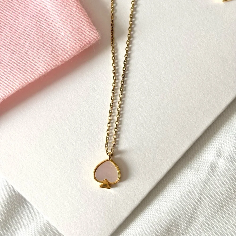 Kate Spade Gold Pendant Necklace with Pink Pouch